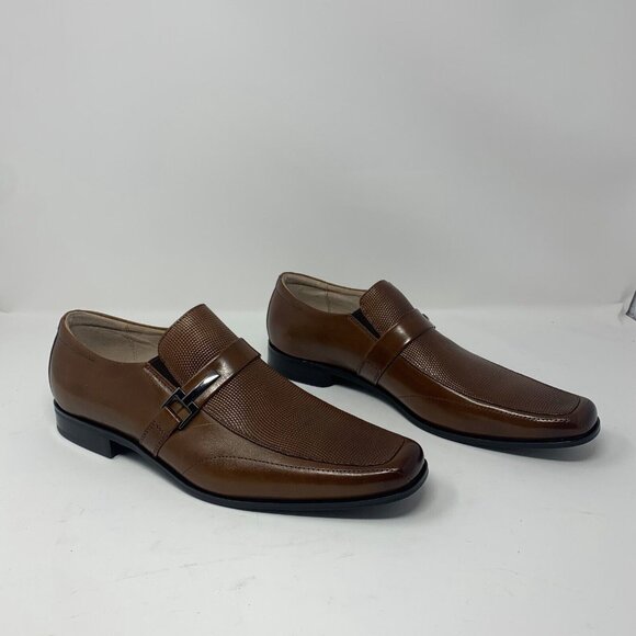 Stacy Adams Beau 24692-221 Loafers Men 9.5 M Cognac Leather Moc Toe Slip On 0663 - Picture 1 of 13